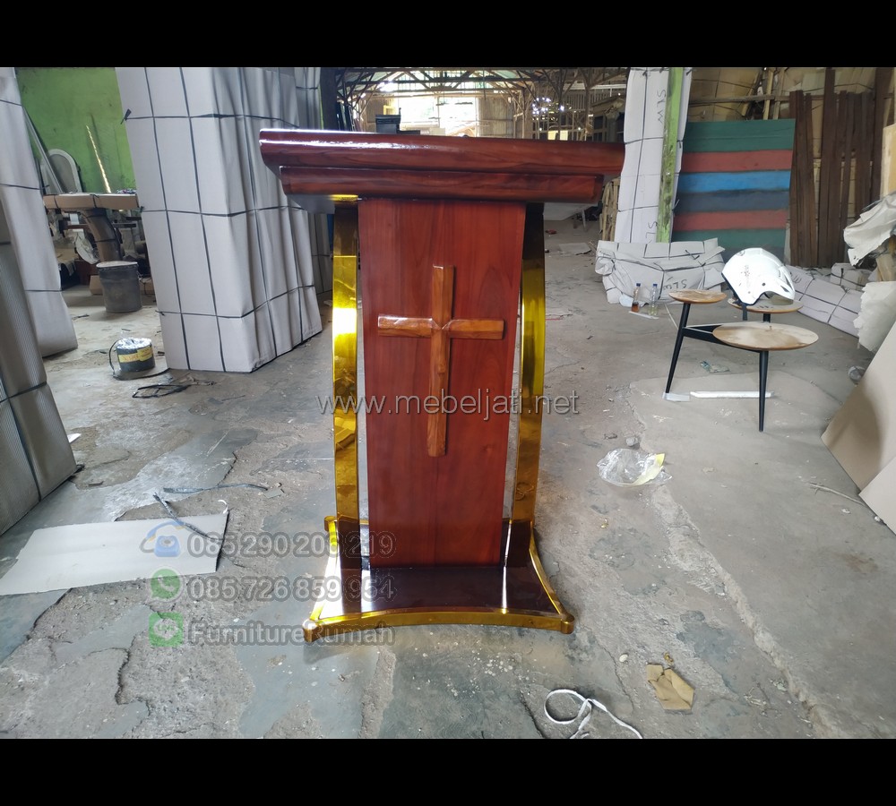 Podium Gereja Sederhana Asli Furniture Jepara MJ PM 239